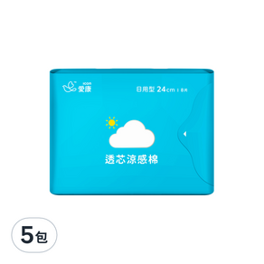 icon 愛康 涼感衛生棉 日用型 24cm, 8片, 5包