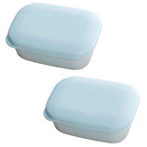 攜帶式方形肥皂盒 藍色, 2入