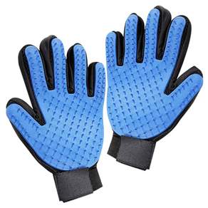 Blockmart 貓狗脫毛手套，適用於右手 + 左手, 1套, 藍色