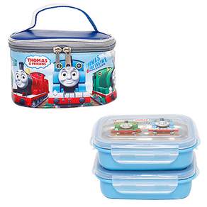 Thomas&Friends 湯瑪士小火車 不鏽鋼午餐盒 2入+便當袋, 混色, 1組