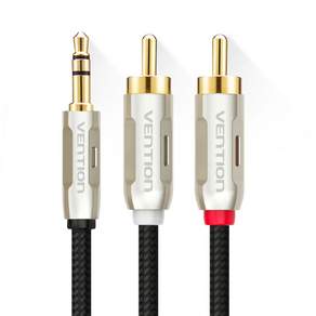 VENTION 威迅 Premium 3.5 立體聲轉 2 RCA 音頻線鍍銀 1m, 單品, 混色