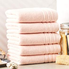 SOFT TOUCH 30支棉素色飯店毛巾 150g, 粉色, 5入