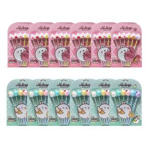 Molang Minifigure Pencil B 粉色 6p + 薄荷 6p 套組, 混色, 6套