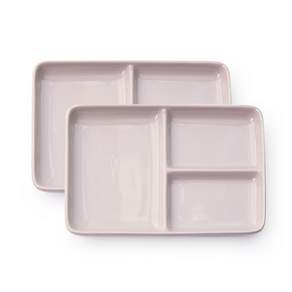 PRELUDE Creamy系列3格餐盤, 獨立粉紅色, 2個