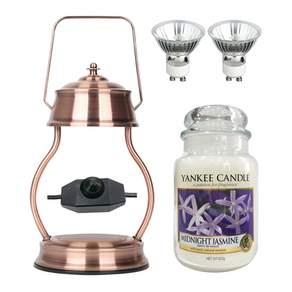 YANKEE CANDLE 可調光融燭燈+香氛蠟燭 L號+燈泡 2入, 拉吉扎午夜茉莉, 斯特拉（燈泡 2）銅