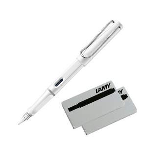 LAMY Safari 鋼筆 + 墨盒 2p, EF, 白色(鋼筆)