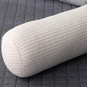 棉質素色絎縫圓柱長抱枕套, 象牙