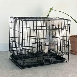 DING DONG PET 狗鍍鉻方形鐵籠, 黑色