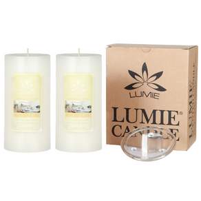 LUMIE CANDLE 香氛蠟燭 600g 2入+玻璃底座組, 1組, 去味