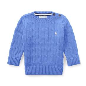 RALPH LAUREN 拉夫勞倫 POLO 幼兒絞花針織棉毛衣 CWPOSWEI6820098430