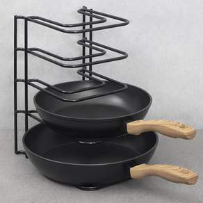 bella cuisine 直立式4層鍋具收納架, 黑色, 4段