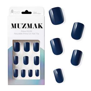 MUZMAK 素色美甲貼片, Classic Navy, 1組