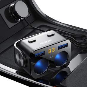 Autocos Touch-On 雙車 QC3.0 點煙器插孔 USB 2 爪多插座 0-2 Y34QA, 1個, 2孔