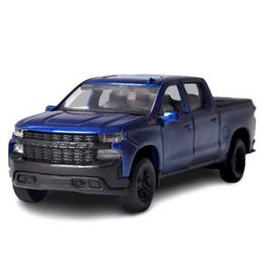 MOTOR MAX 1:32 2019雪佛蘭Silverado Trail Boss Crew Cab全尺寸迷你車模型壓鑄 73677CSBL, 藍色