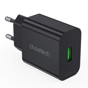 Choetech 18W USB A型手機平板筆電快速充電器, 詳見商品包裝或請洽境外廠商, 黑色