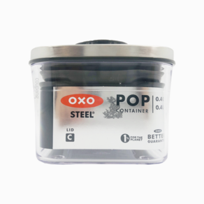 OXO POP 不鏽鋼按壓保鮮盒 正方, 0.4L, 1個