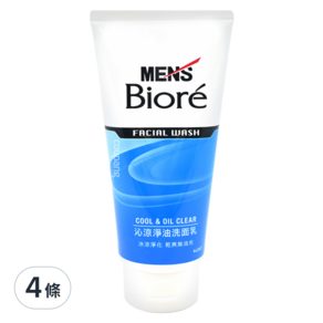 MEN's Biore 男性專用沁涼淨油洗面乳, 100g, 4條