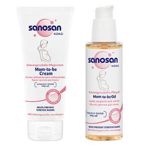 Sanosan Mama Mom2B產前霜200ml+油100ml套組, 1組