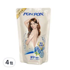 PON PON 澎澎 香浴乳 微涼爽膚型 補充包, 700g, 4包