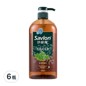 Savlon 沙威隆 抗菌沐浴露 檸香馬鞭草, 1L, 6瓶