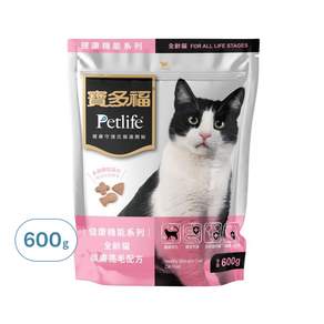 Petlife 寶多福 全齡貓 健康機能系列 護膚亮毛配方乾飼料, 600g, 1包