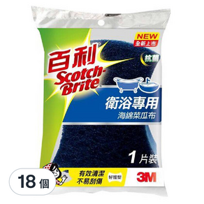 3M 百利 衛浴專用 海棉菜瓜布, 1入, 18個