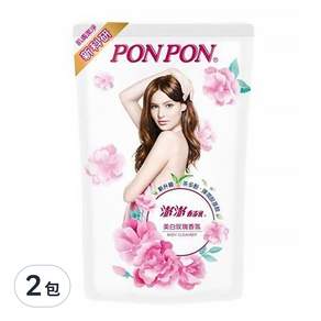 PON PON 澎澎 香浴乳補充包 美白玫瑰香氛, 700g, 2包