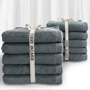 TERRY PALMER 飯店用棉紗毛巾 200g, 藍灰色, 10條