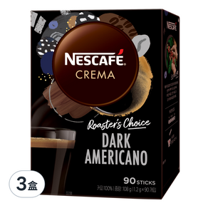 NESCAFE 雀巢咖啡 Crema美式黑咖啡粉, 1.2g, 90條, 3盒