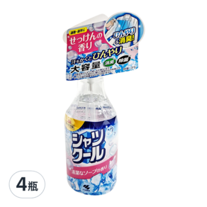 KOBAYASHI 小林製藥 衣物涼感消臭噴霧 潔淨皂香, 280ml, 4瓶