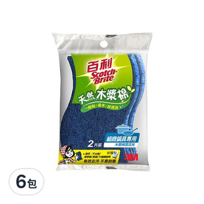 3M Scotch-Brite 百利 天然木漿棉菜瓜布 細緻鍋具用, 2片, 6包