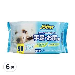 JOYPET 寵倍家 足/排泄部位濕紙巾 犬貓用 20*12.8cm, 90張, 6包