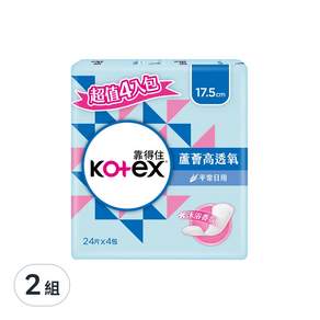 Kotex 靠得住 蘆薈高透氧護墊 平常日用 沐浴香氛, 17.5cm, 96片, 2組