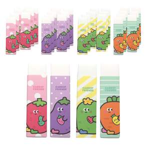 Pinkfoot 蔬果圖案長方型橡皮擦組, 顏色隨機, 32個
