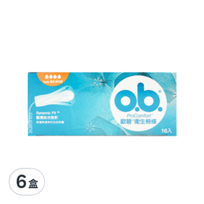 o.b. 歐碧 衛生棉條 量多夜安型, 16入, 6盒