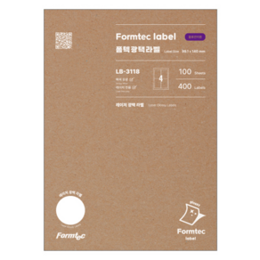 Formtec 鐳射光面標籤LB3118_4格, 100張