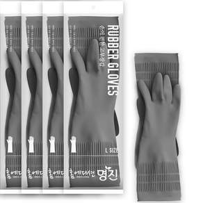 家庭版明津 舒適雙手橡膠手套套組, 灰色, 大(L), 5組