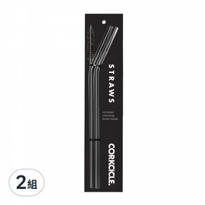 CORKCICLE. 酷仕客 不鏽鋼吸管 25.5*0.7cm 灰色, 2支, 2組