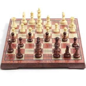 Tree 古董折疊磁鐵國際象棋套組 31.5 x 27 厘米, 棕色 + 米色