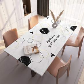 西格傢飾 大理石紋皮革桌墊, 六角空間, 80*140cm, 1張