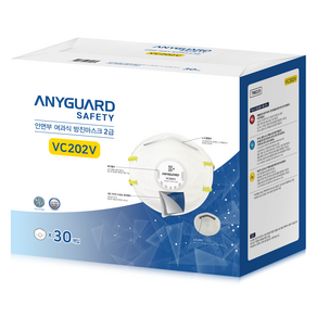 ANYGUARD 防塵口罩 VC202V 30入, 白色的, 1個