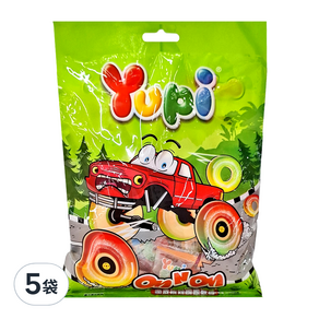 Yupi 繽紛圈圈軟糖 綠色 25個, 250g, 5袋