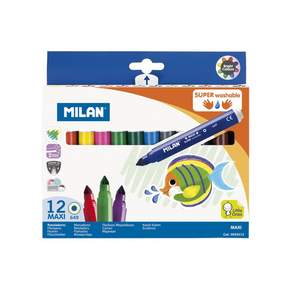 MILAN 兒童超水洗彩色筆 粗筆桿 7.5mm, 12色, 1盒