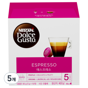 NESCAFE 雀巢咖啡 Dolce Gusto 義式濃縮咖啡膠囊, 5g, 16顆, 5盒