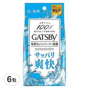 GATSBy 涼感濕紙巾 涼爽型, 42張, 6包