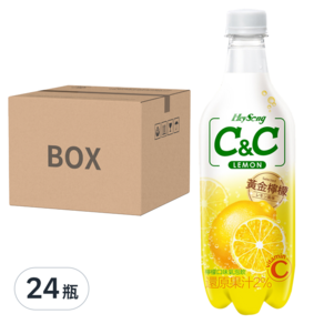黑松 C&C 氣泡飲 檸檬, 500ml, 24瓶