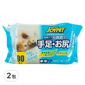 JOYPET 寵倍家 足/排泄部位濕紙巾 犬貓用 20*12.8cm, 90張, 2包