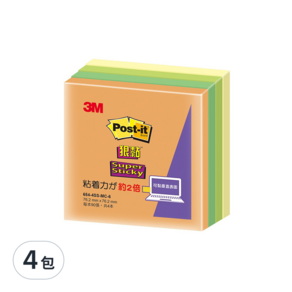 3M Post-it 利貼 狠黏 便條紙 654-4SS-MC-6, 360張, 4組