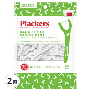 Plackers 派樂絲 Micro 臼齒用牙線棒 薄荷味, 75支, 2包