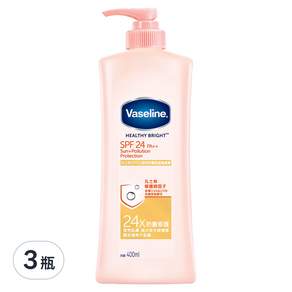 Vaseline 凡士林 SPF24透亮防曬修護潤膚露, 400ml, 3瓶